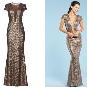 Dress the Population Gold Sequin Maxi Dress